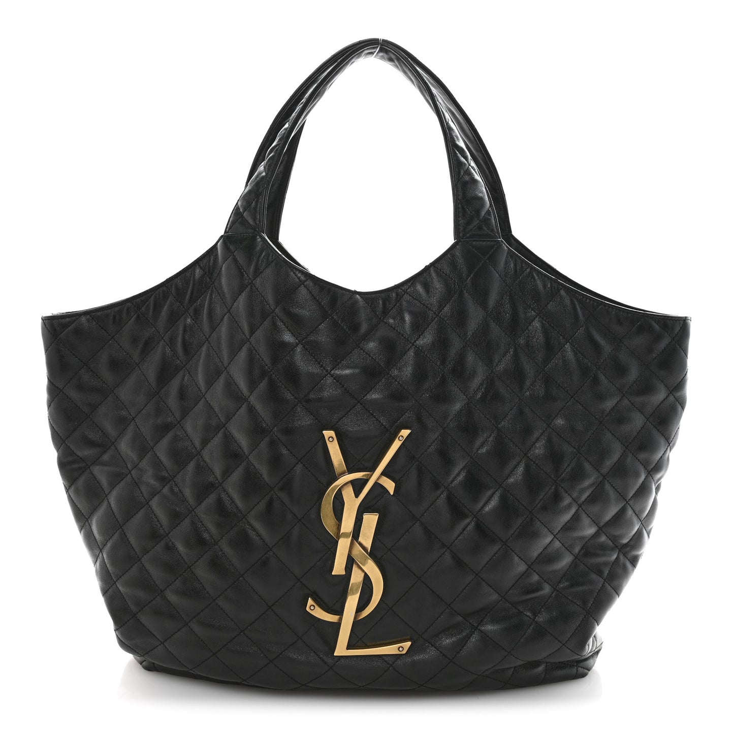 Lambskin Quilted Maxi Icare Shopping Tote Black