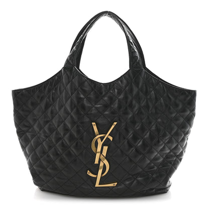 Saint Laurent Lambskin Quilted Maxi Icare Shopping Tote Black 1 of 14