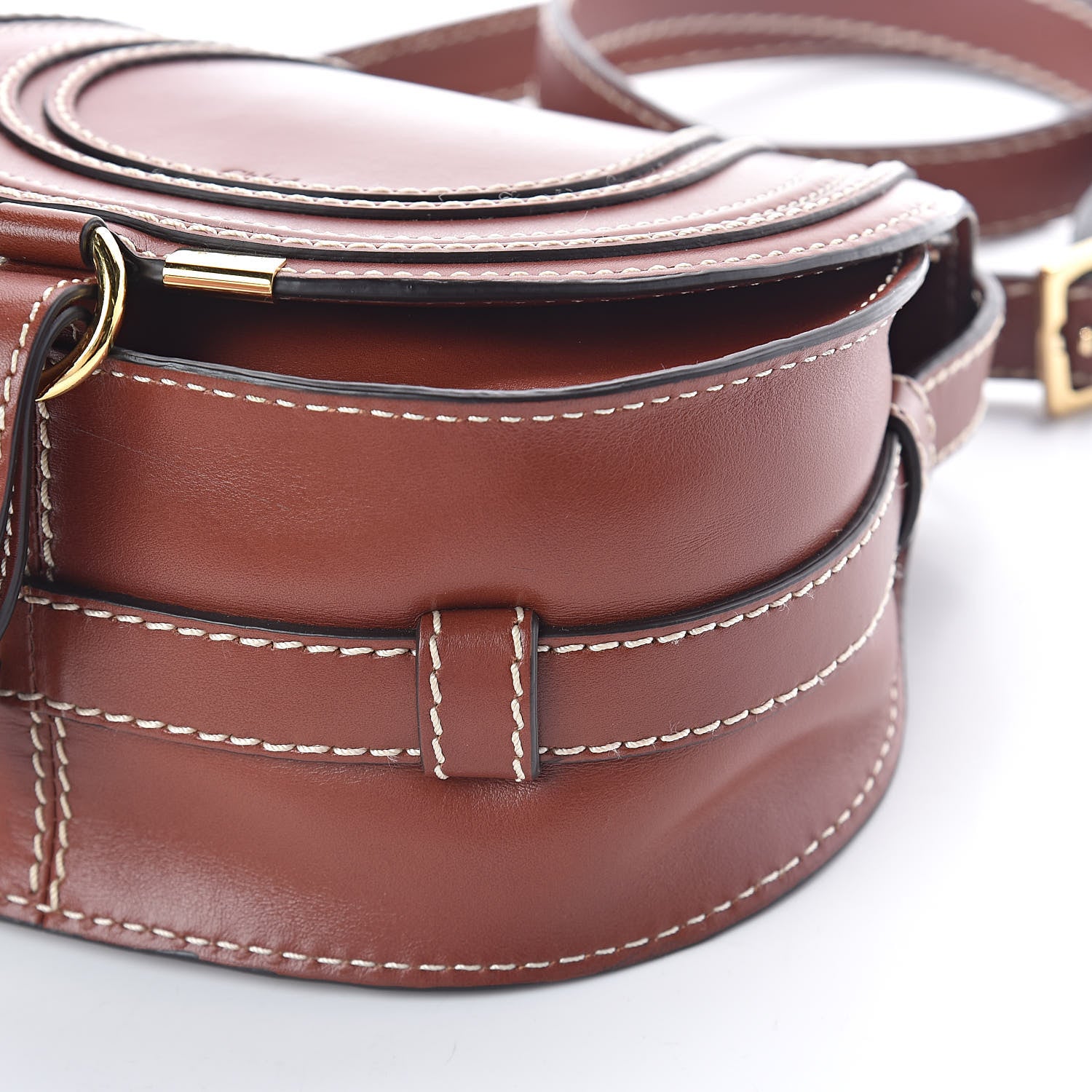 Chloe Shiny Calfskin Mini Marcie Round Crossbody Bag Sepia 9 of 9