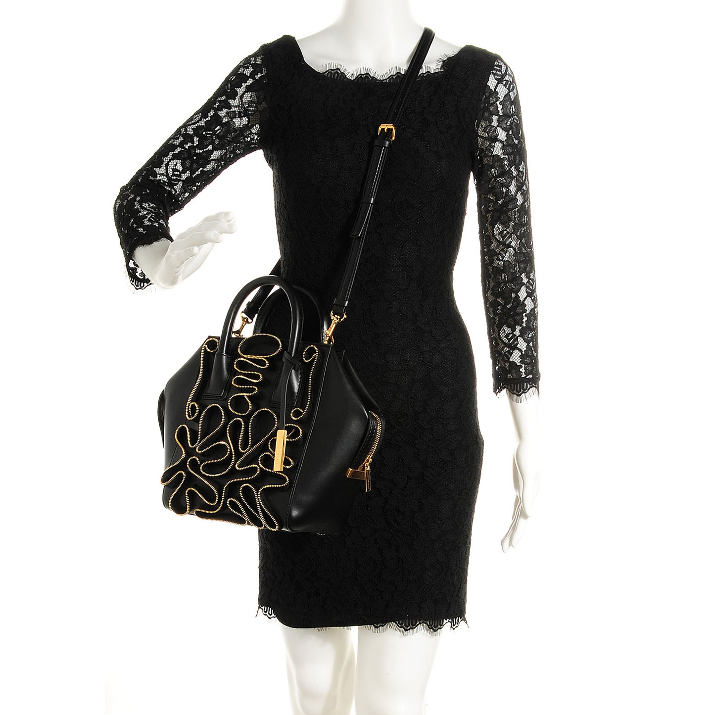 Faux Leather Small Cavendish Zipper Tote Black
