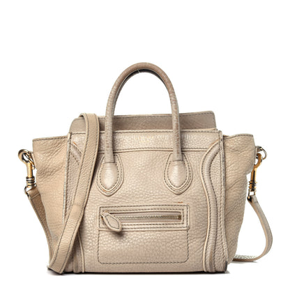 Celine Drummed Calfskin Nano Luggage Dune 1 of 16