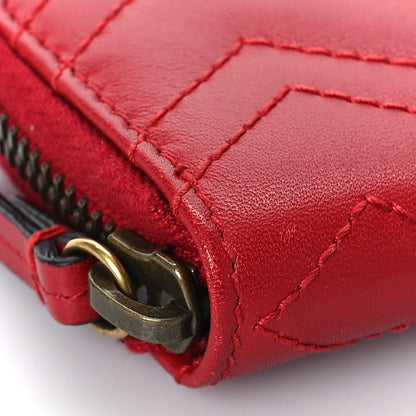 Gucci Calfskin Matelasse GG Marmont Zip Around Key Case Hibiscus Red 8 of 9