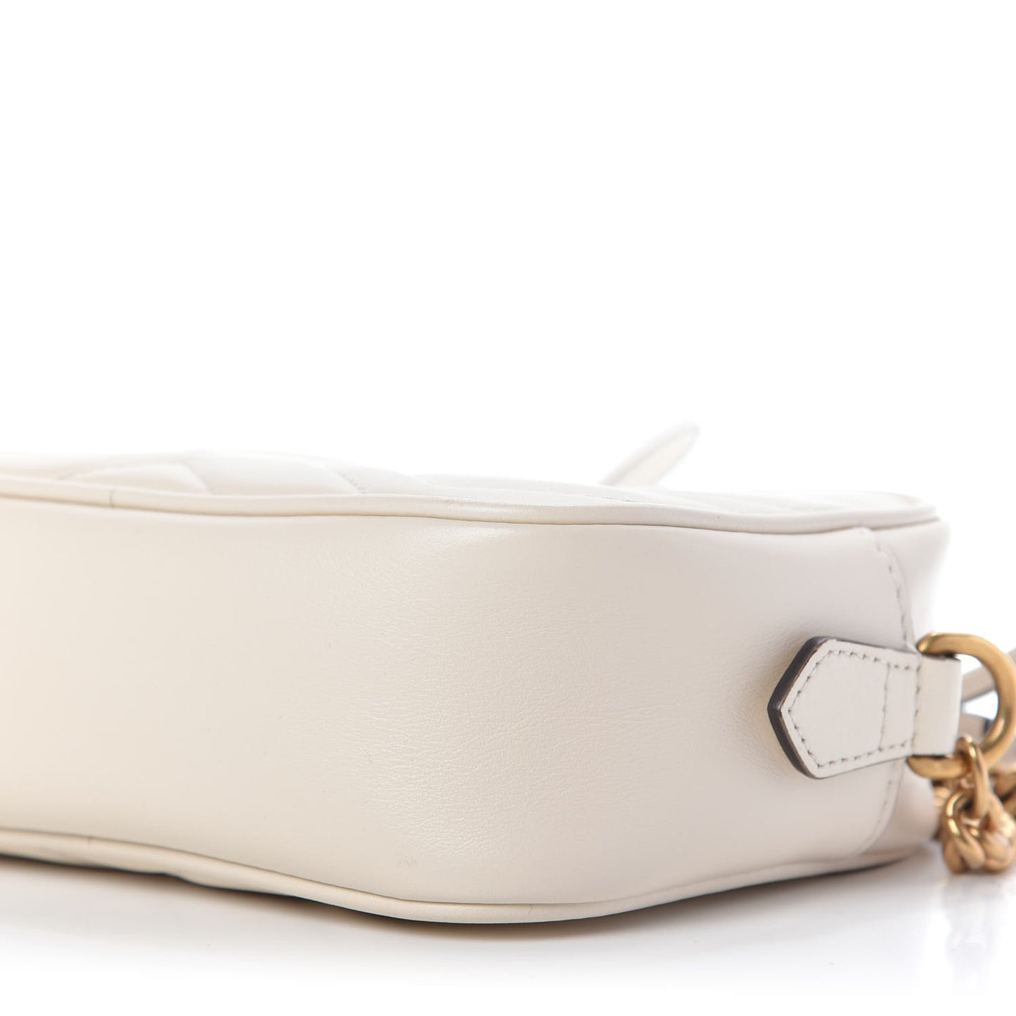 Calfskin Matelasse Mini GG Marmont Chain Shoulder Bag White
