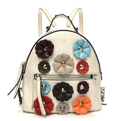Fendi Vitello Dolce Flowerland Studded Mini Backpack White Ice Multicolor 1 of 11