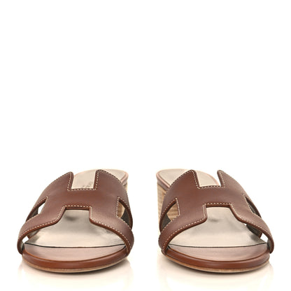 Hermes Calfskin Oasis Sandals 37 Gold 3 of 8