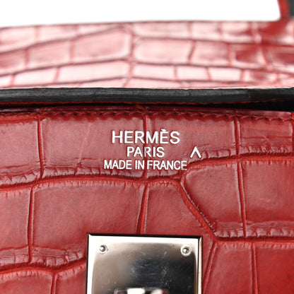 Hermes Matte Porosus Crocodile Birkin 30 Rouge H 6 of 17