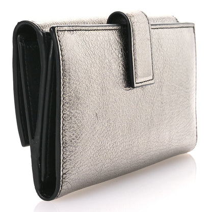Alexander McQueen Metallic Calfskin Skull Continental Wallet Gunmetal 3 of 7