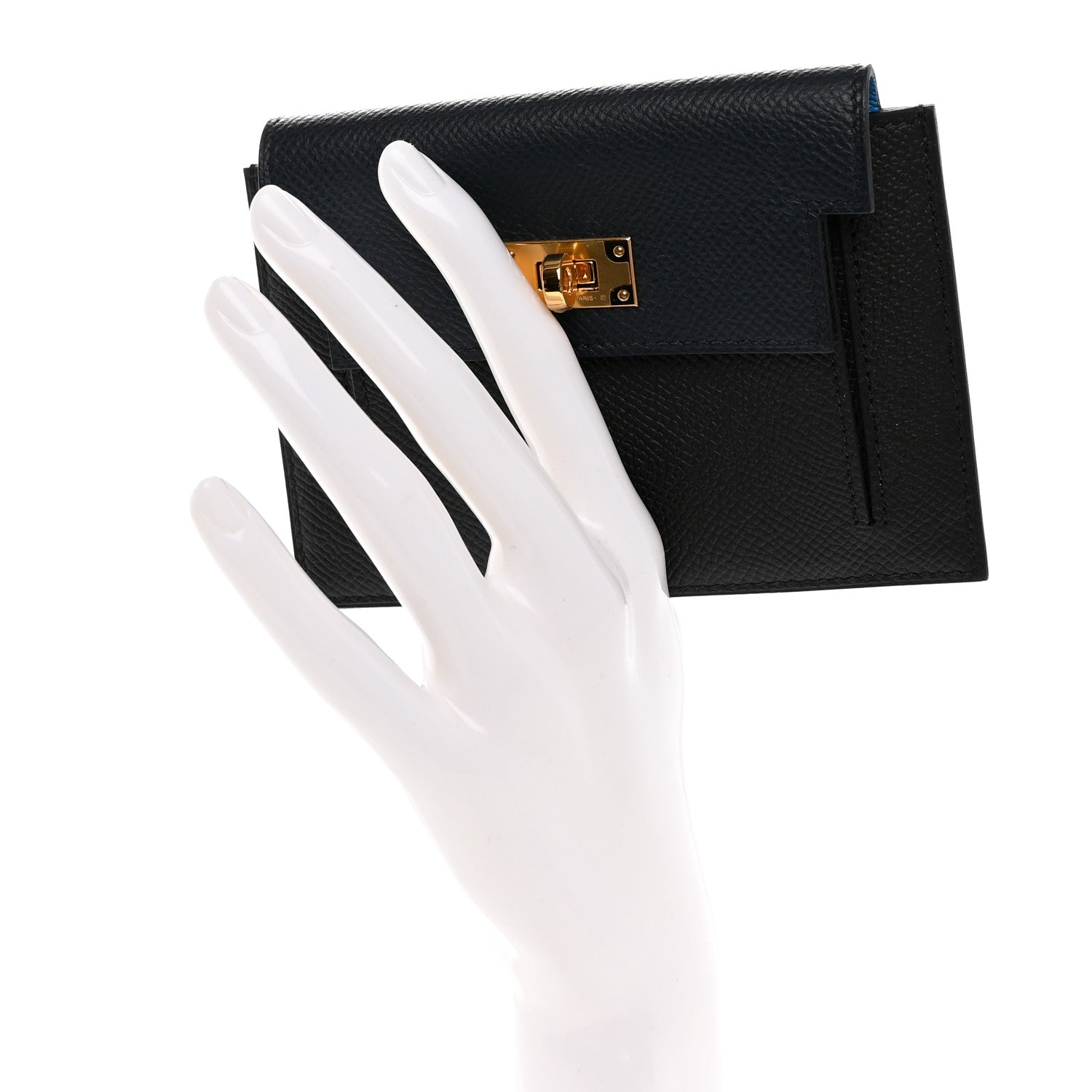 Hermes Epsom Tricolor Kelly Pocket Compact Wallet Black Bleu Indigo Bleu Frida 2 of 8
