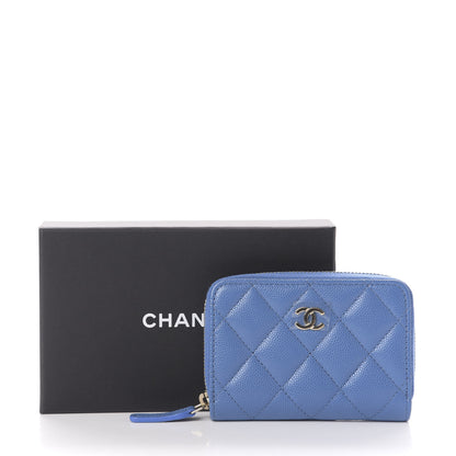 Chanel Caviar Quilted Zip Coin Purse Blue 8 of 8