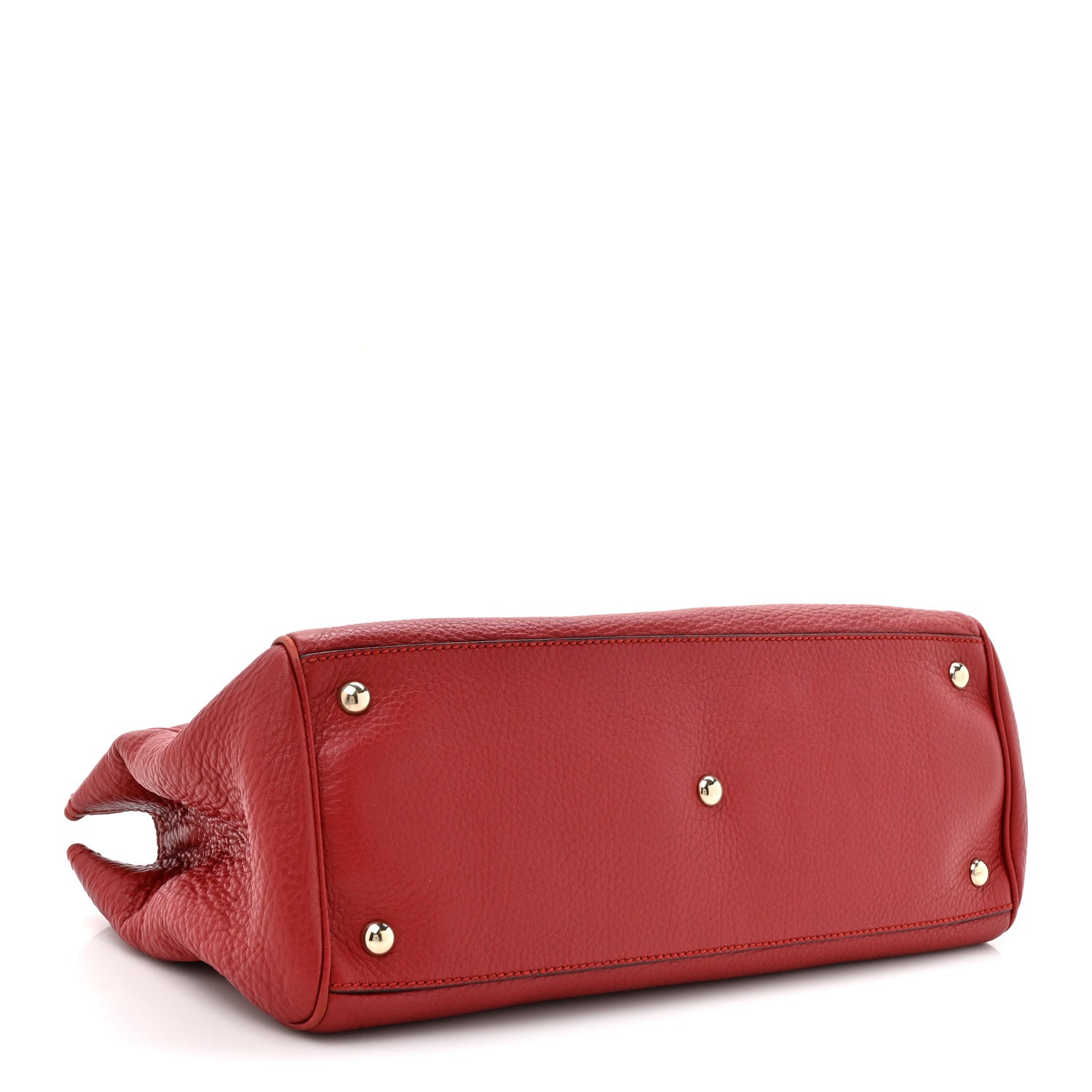 Gucci Pebbled Calfskin Medium Bamboo Shopper Tote Red 4 of 15