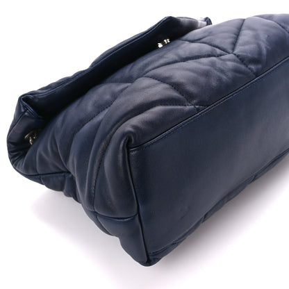 Saint Laurent Lambskin Quilted Medium Loulou Puffer Monogram Chain Satchel Navy 10 of 11