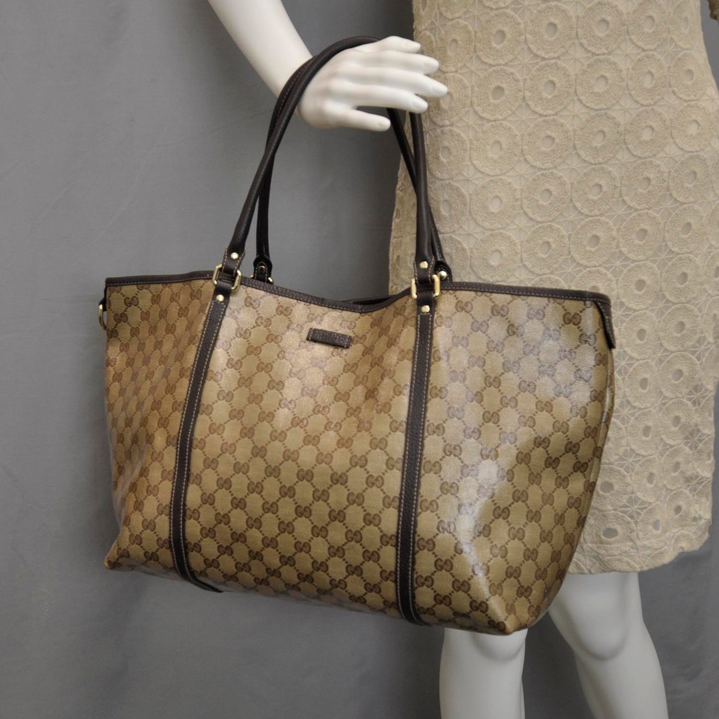 Crystal Monogram Large Joy Tote Beige Ebony Testa di Moro