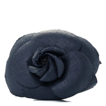 Chanel Linen Camellia Pin Brooch Navy Blue 1 of 3
