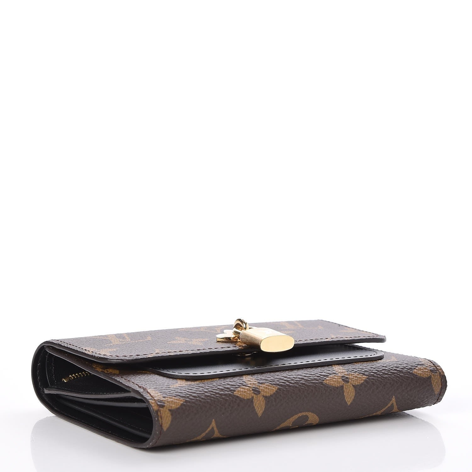 Louis Vuitton Monogram Flower Lock Compact Wallet Black 4 of 8