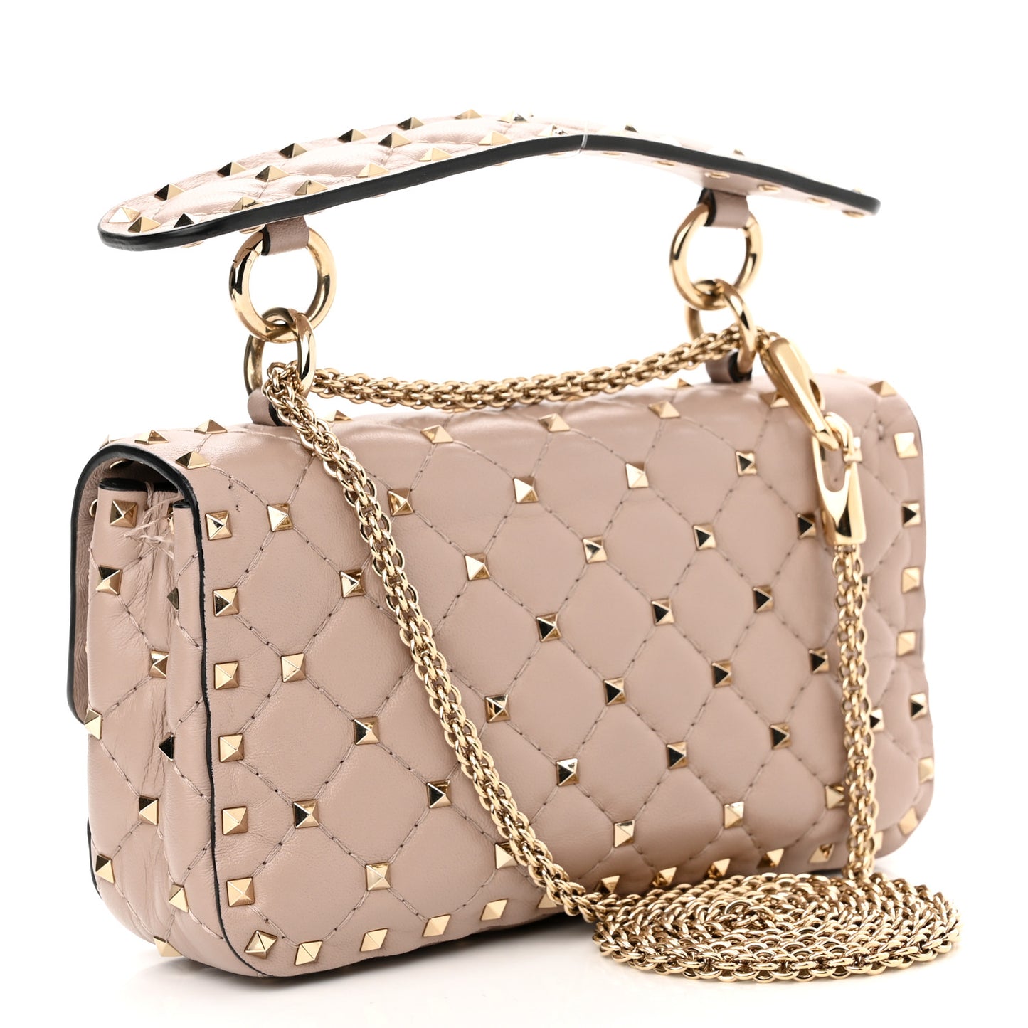 Nappa Small Rockstud Spike Shoulder Bag Poudre