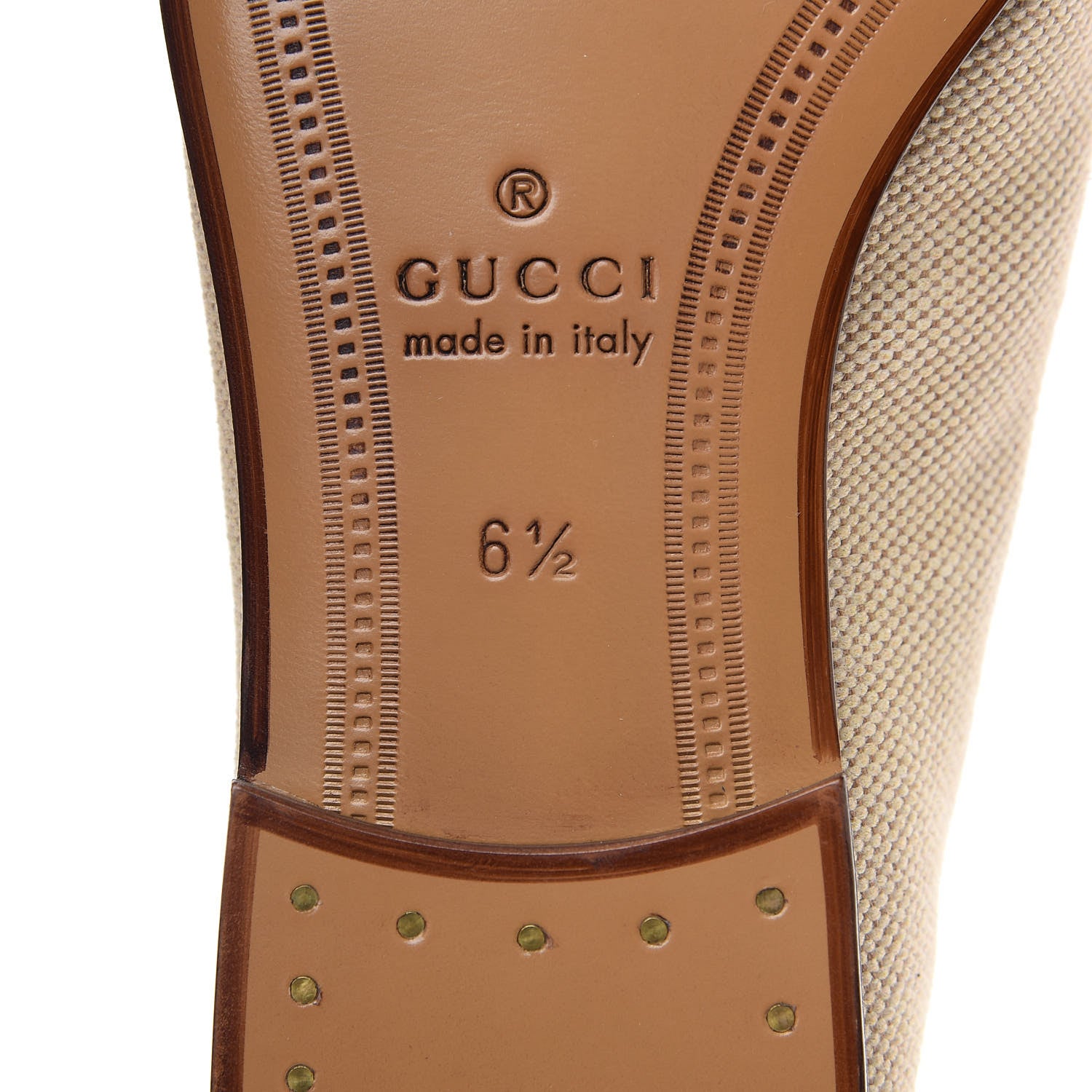 Gucci Canvas Web Mens Brixton Horsebit Loafers 6.5 Sand Light Cuir 7 of 8
