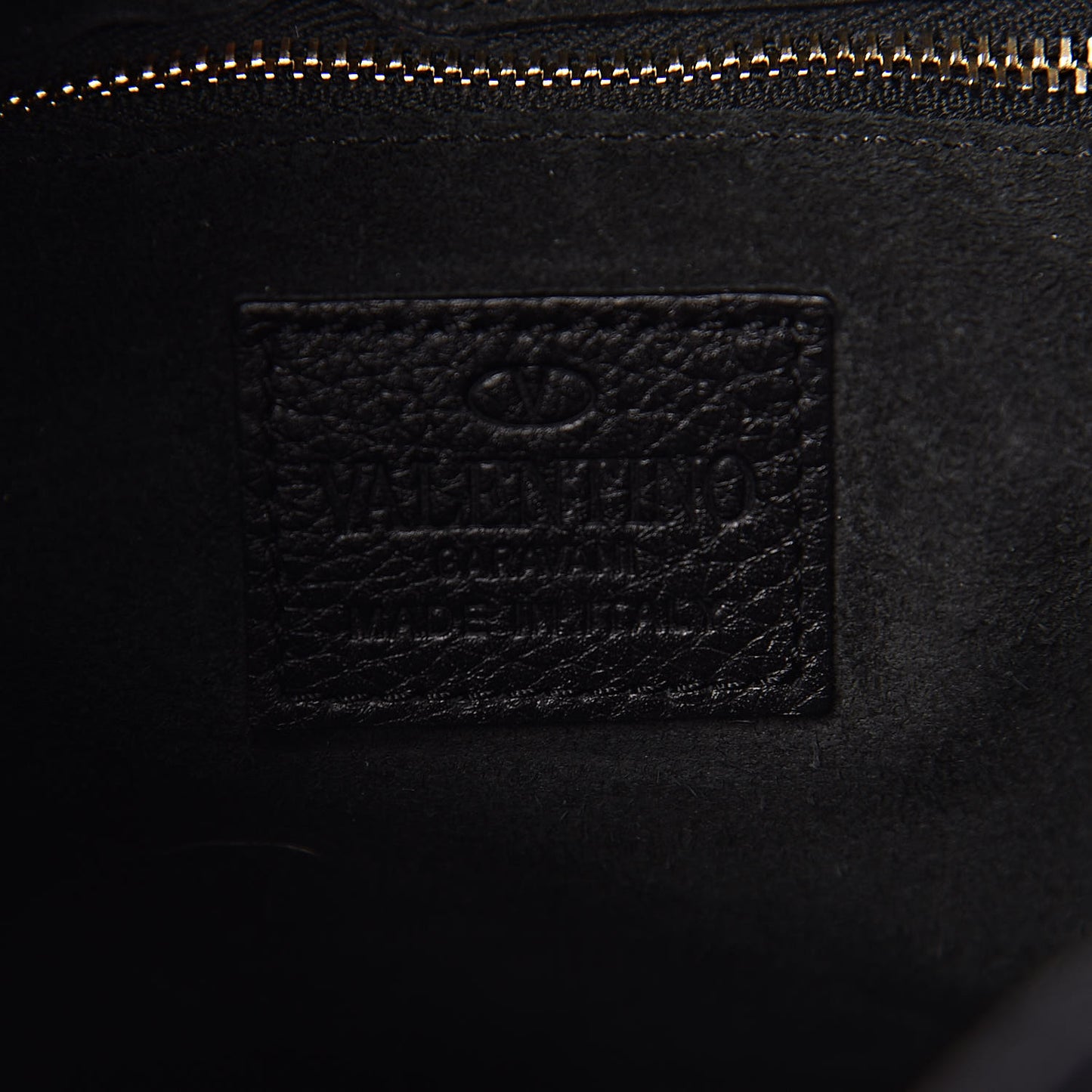 Grained Calfskin Rockstud Bucket Bag Black