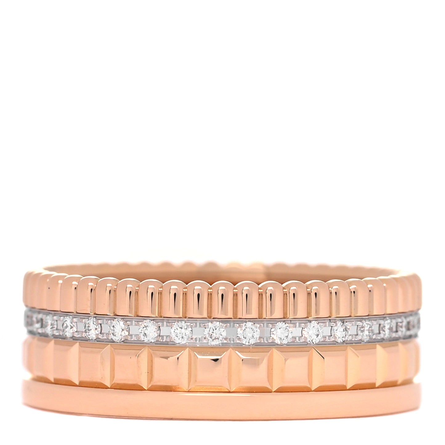 18K Rose White Gold Diamond Small Quatre Radiant Edition Ring 59 8.75