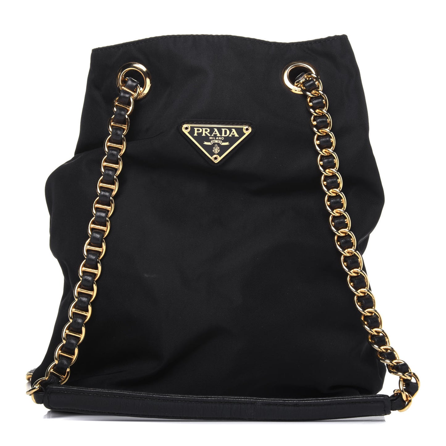 Nylon Tessuto Acciaio Chain Shoulder Bag Black