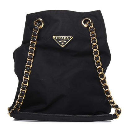 Prada Nylon Tessuto Acciaio Chain Shoulder Bag Black 1 of 12