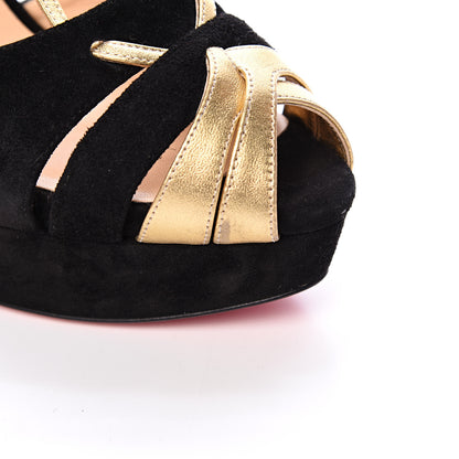 Christian Louboutin Suede Nappa Laminato Glennalta 150 Pumps 41 Black Gold 16 of 17