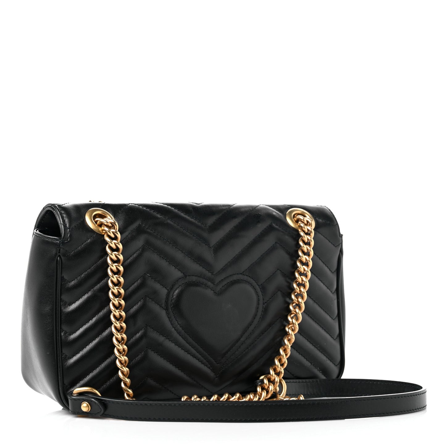Calfskin Matelasse Small GG Marmont Shoulder Bag Black