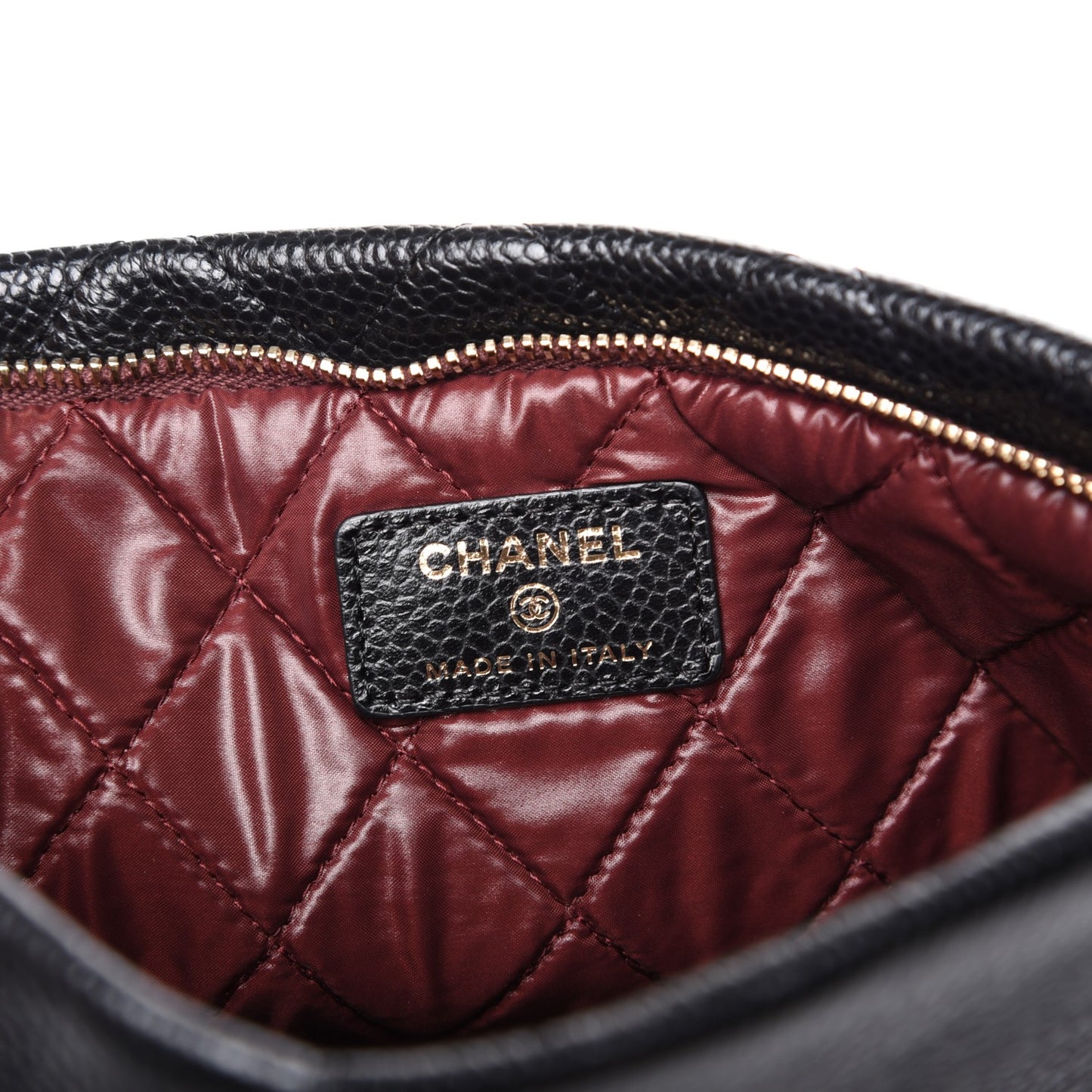 Caviar Quilted CC Beauty Clutch Black