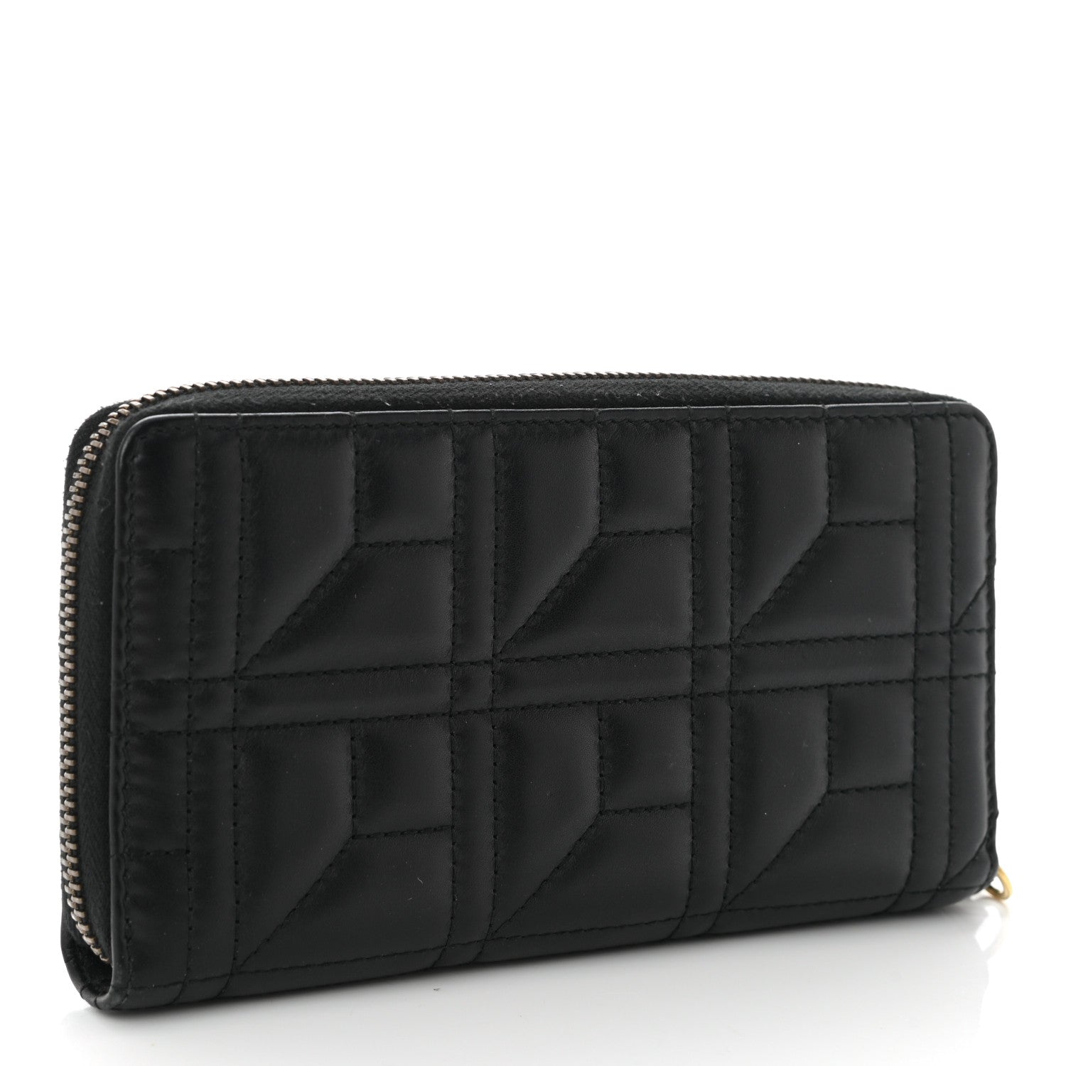 Gucci Calfskin Matelasse Pearly GG Marmont Zip Around Wallet Black 3 of 9