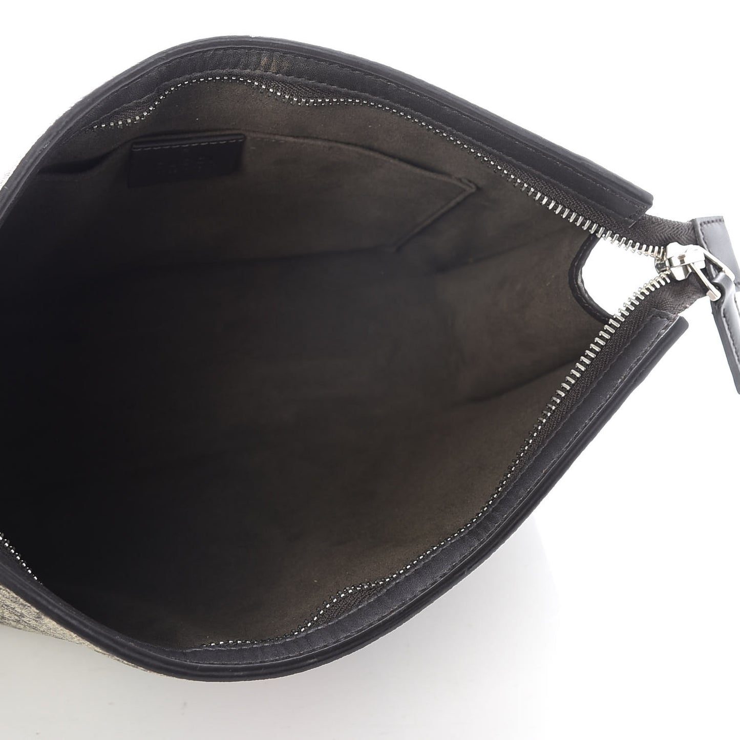 GG Supreme Monogram Selleria Calfskin Web New Web Cosmetic Case Beige Ebony Cocoa