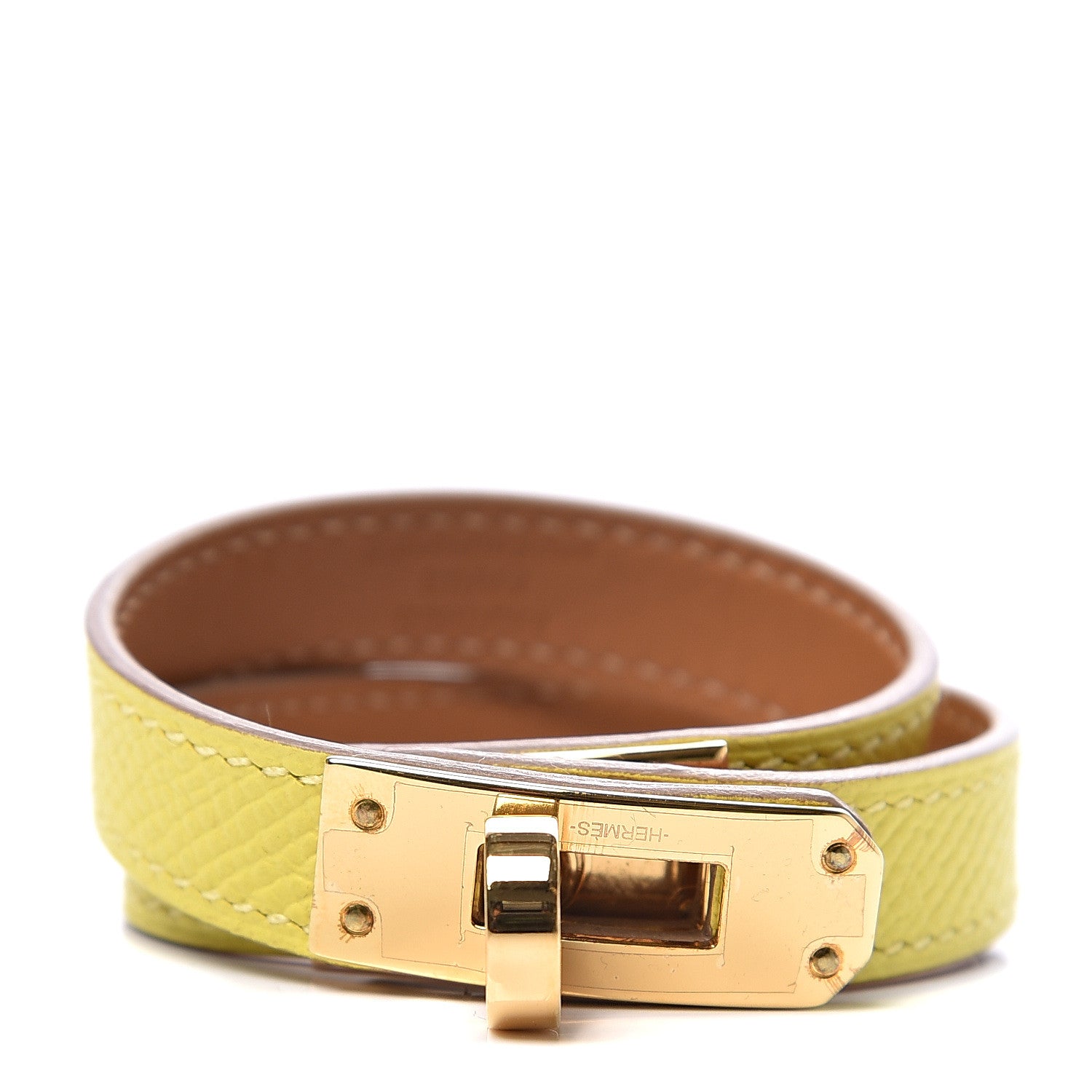 Hermes Epsom Kelly Double Tour Bracelet XS Lime 1 of 5