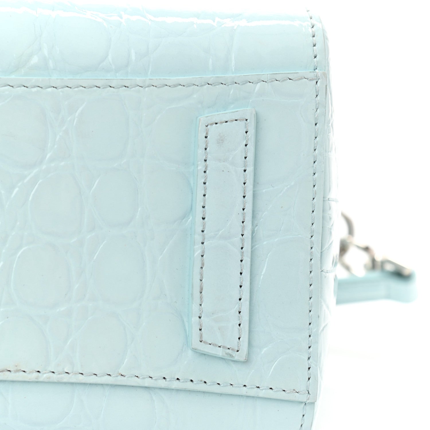 Givenchy Calfskin Crocodile Embossed Mini Antigona Lock Sky Blue 9 of 14