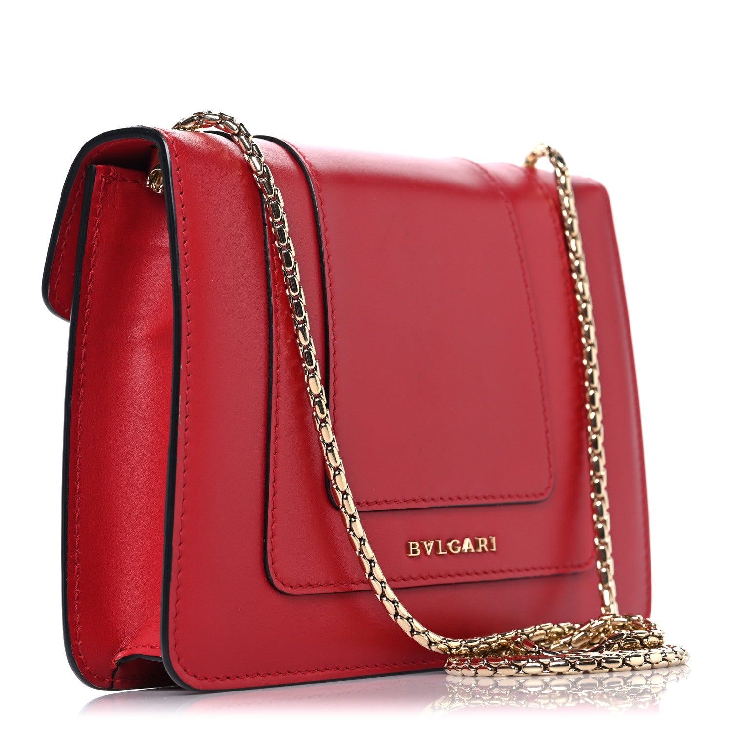 Bulgari Calfskin Small Serpenti Forever Snake Strap Crossbody Bag Red 4 of 10