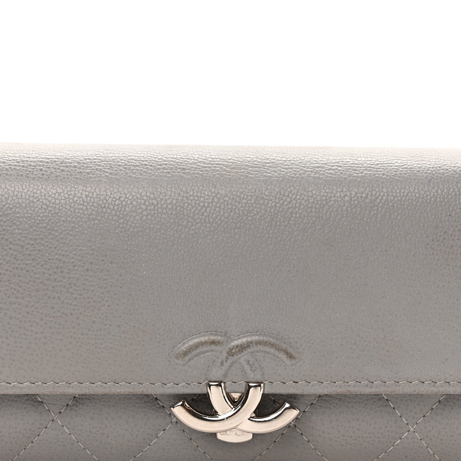 Chanel Grained Calfskin Quilted CC Box Flap Wallet Grey 8 of 9