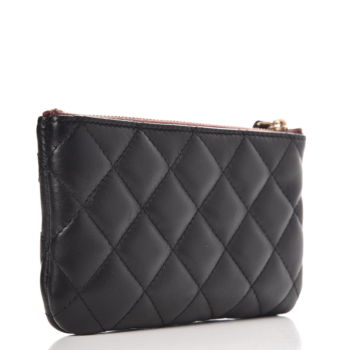 Lambskin Quilted Small Cosmetic Case Black