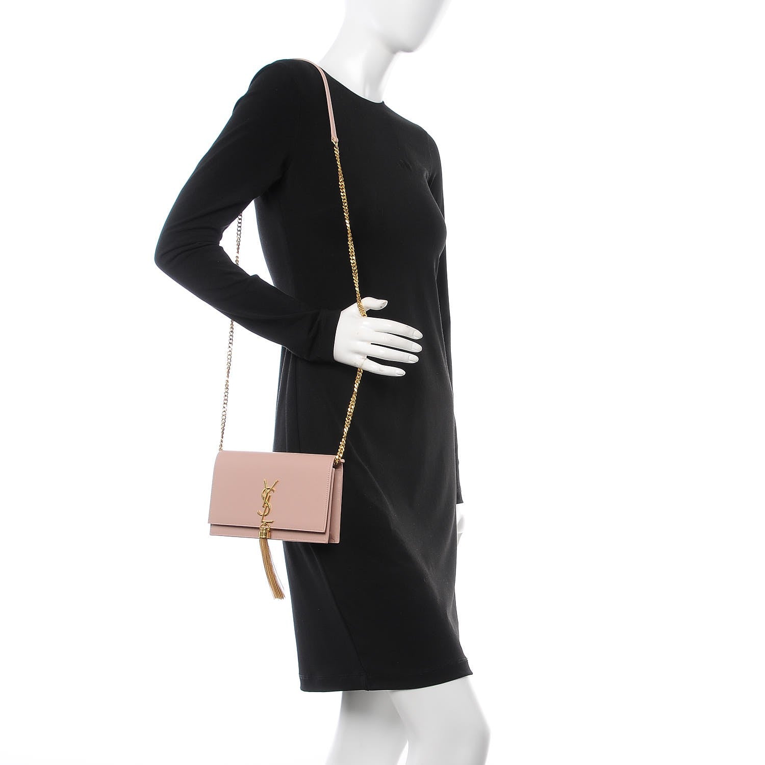 Saint Laurent Smooth Calfskin Classic Monogram Kate Tassel Chain Wallet Pink 2 of 7