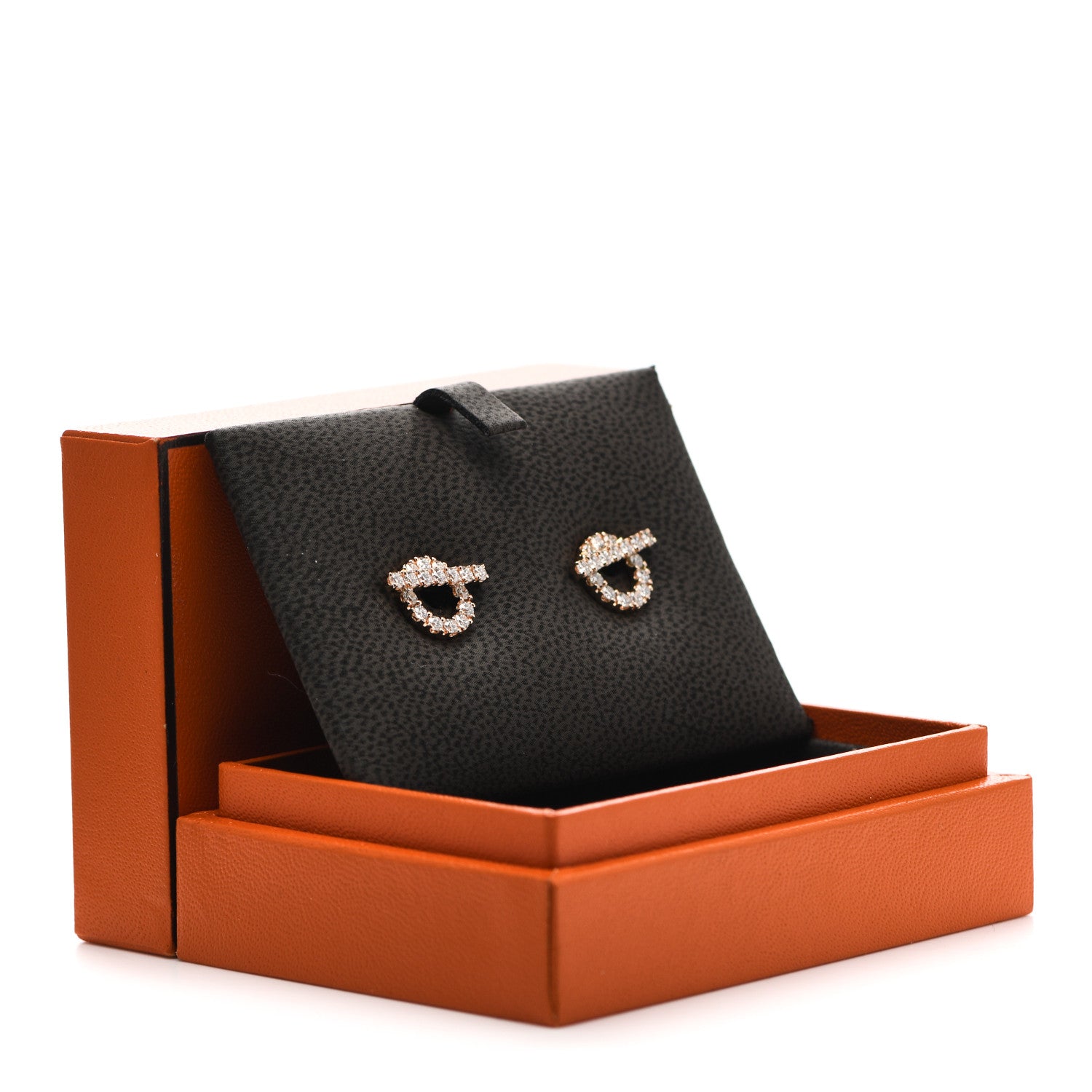 Hermes 18K Rose Gold Diamond Finesse Earrings 5 of 5