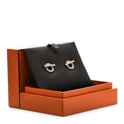 Hermes 18K Rose Gold Diamond Finesse Earrings 5 of 5