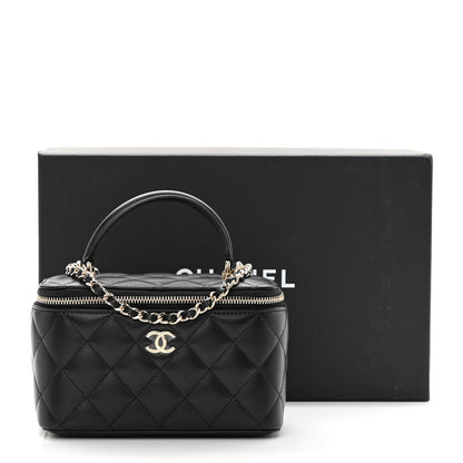 Chanel Lambskin Quilted Small Top Handle Vanity Case With Chain Black 11 of 11