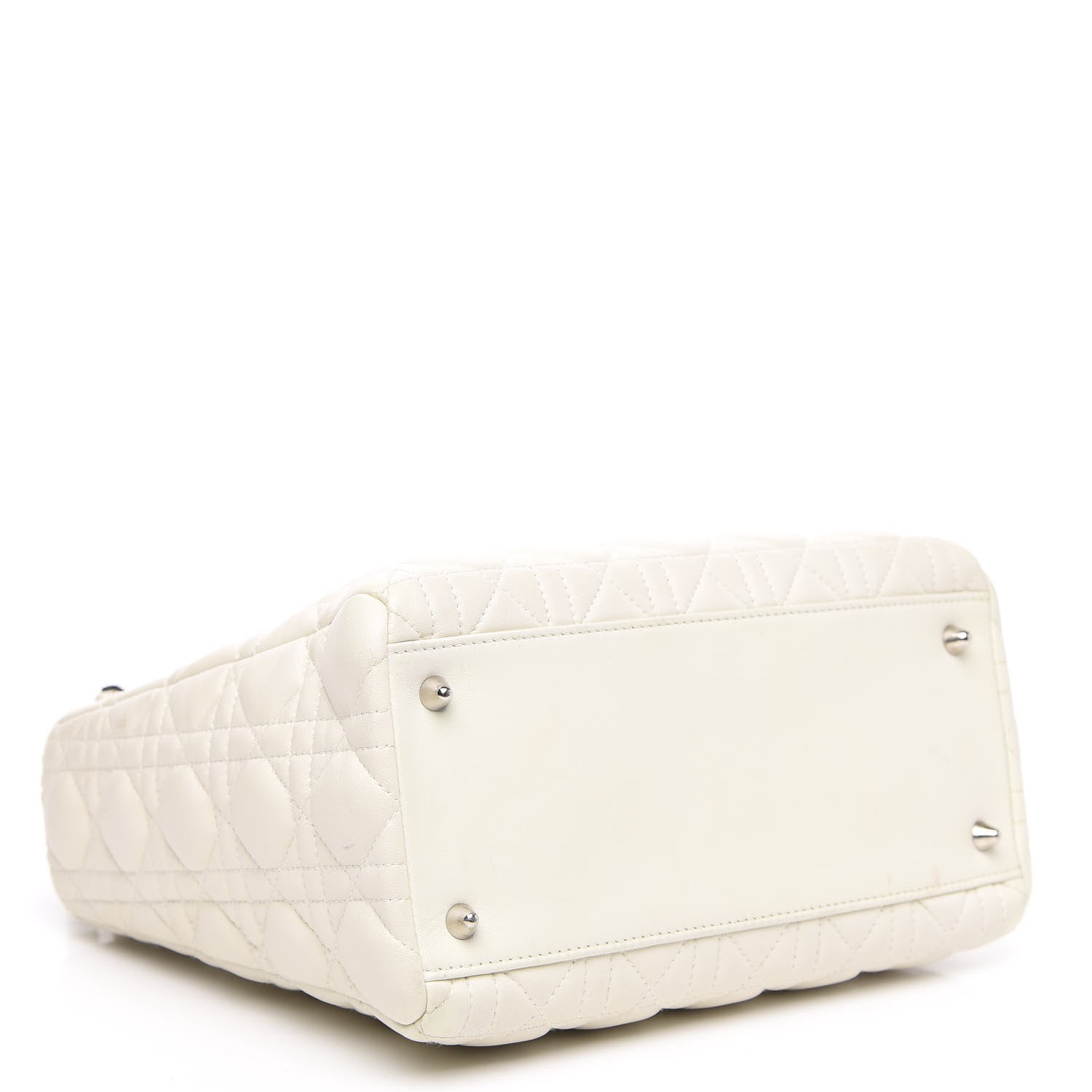 Christian Dior Lambskin Cannage Ruffle Trim Medium Lady Dior Off White 4 of 15