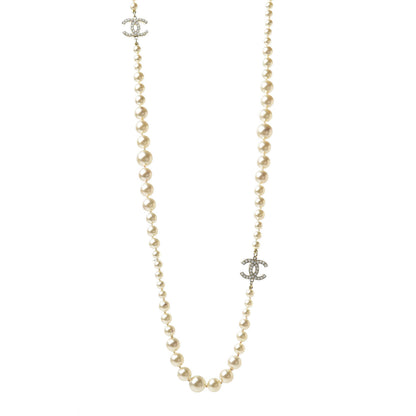 Chanel Graduated Pearl CC Long Necklace Gold 1 of 6