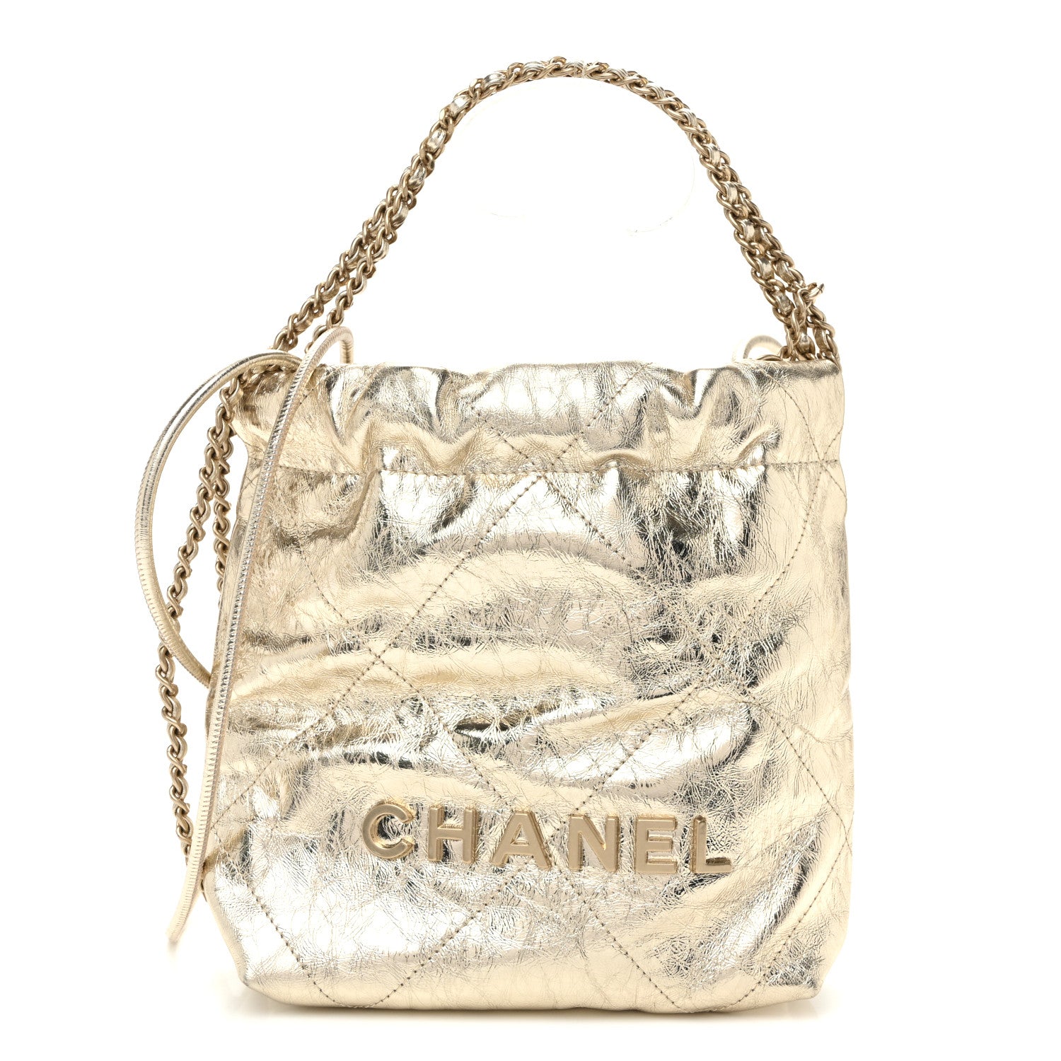 Chanel Metallic Calfskin Quilted Mini Chanel 22 Golden 1 of 10