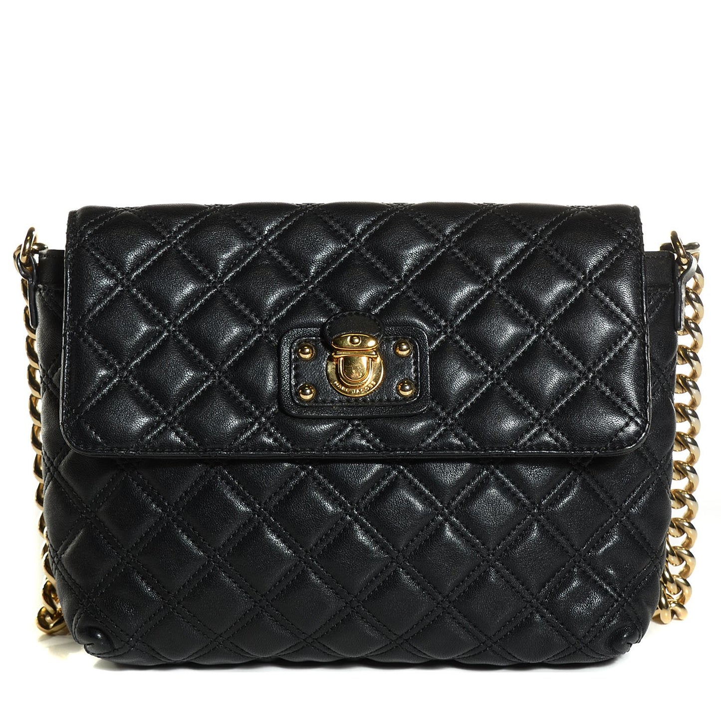 Lacquered Lambskin Quilted The Large Single Flap Black