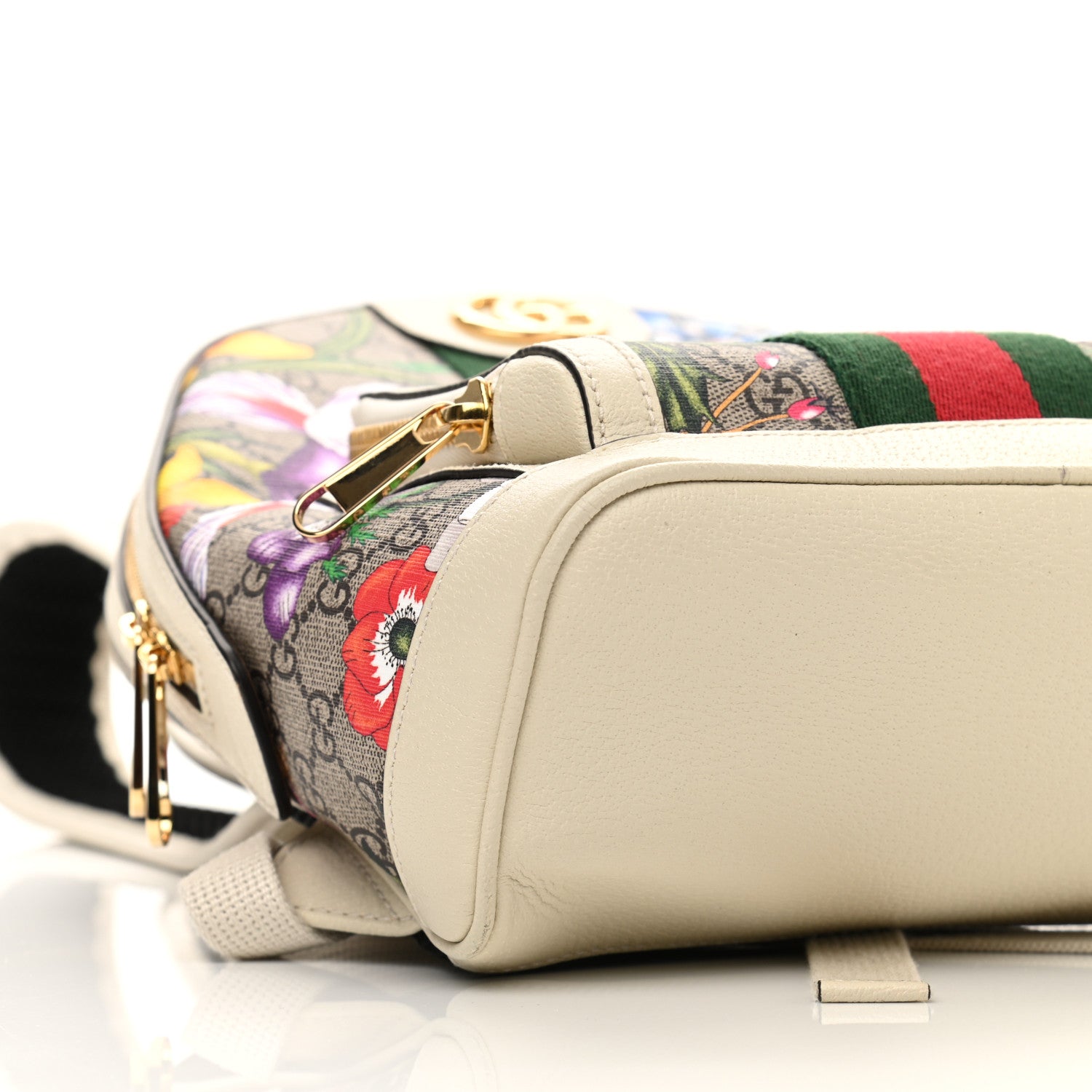 Gucci GG Supreme Monogram Flora Web Small Ophidia Day Backpack White 9 of 10