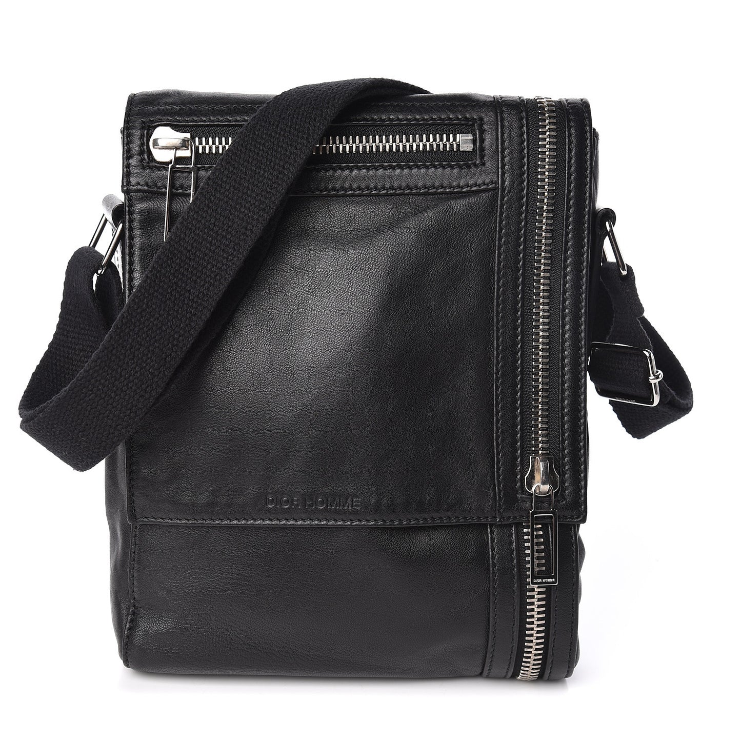 HOMME Calfskin Zip Messenger Black