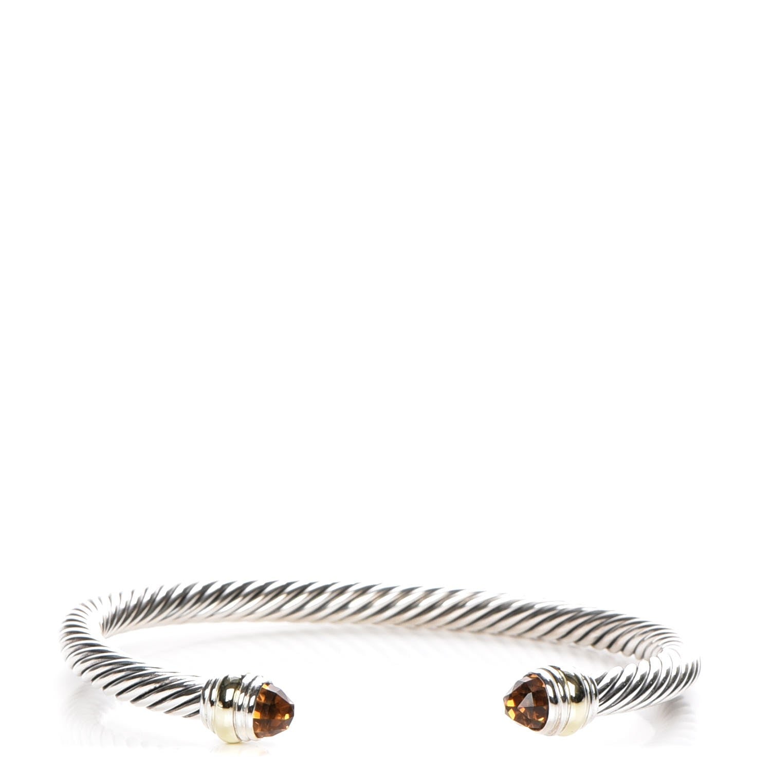 David Yurman Sterling Silver 14K Yellow Gold Citrine 5mm Cable Classics Bracelet 1 of 6