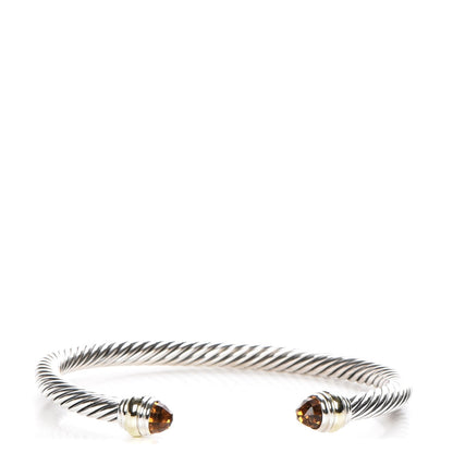 David Yurman Sterling Silver 14K Yellow Gold Citrine 5mm Cable Classics Bracelet 1 of 6