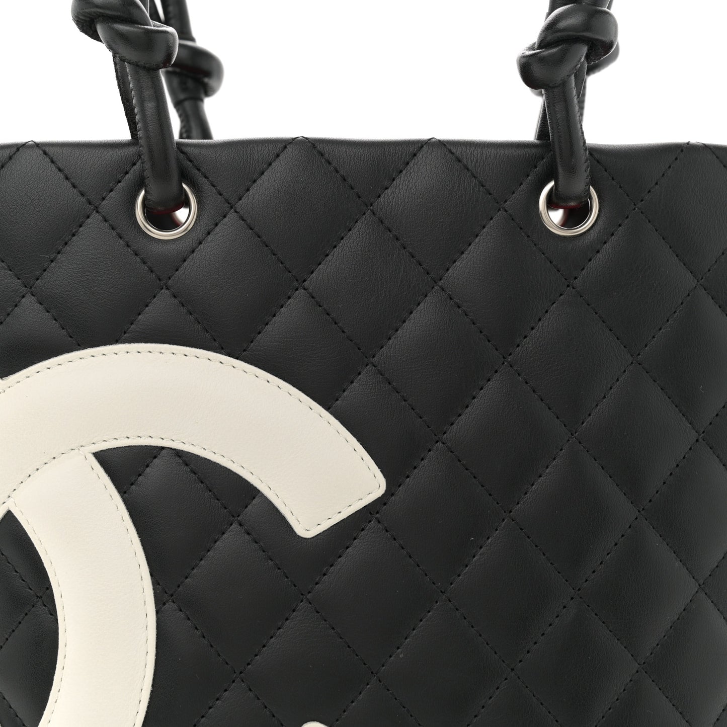 Calfskin Quilted Medium Cambon Tote Black White