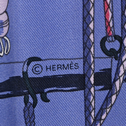 Hermes Silk Passementerie Quadri Scarf 90 Indigo Lavender Gris 4 of 5