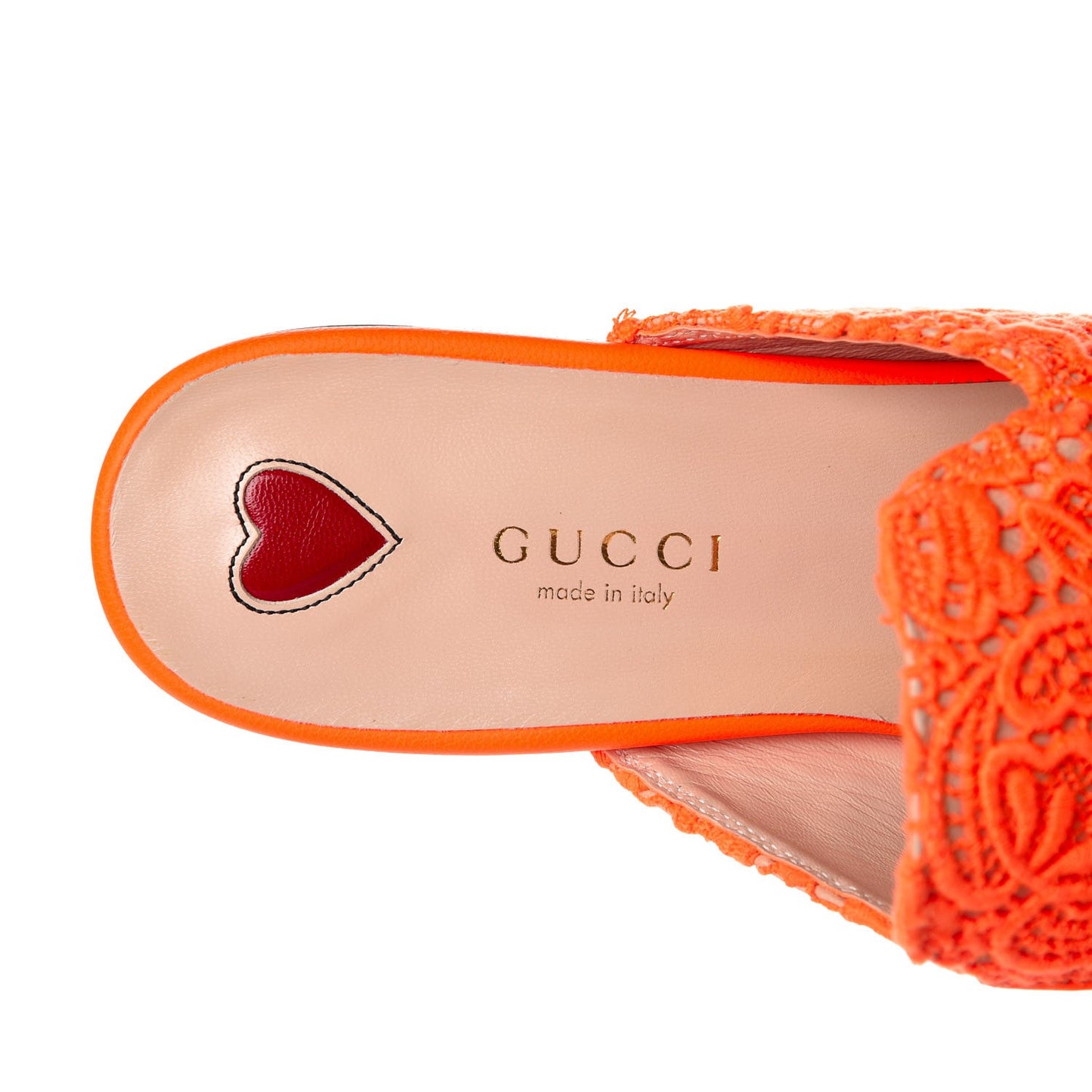 Lace Malaga Kid Womens Princetown Slippers 36.5 Orange Fluo Skin Rose