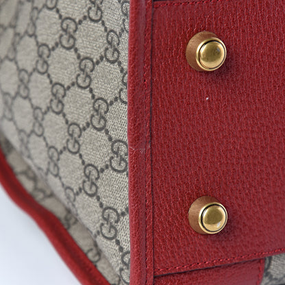 Gucci Soft GG Supreme Monogram Web Medium Duffle Bag Beige Red 10 of 11